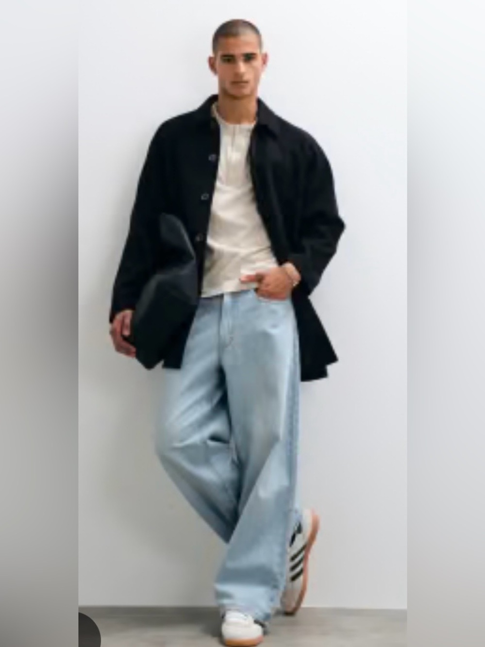ASOS DESIGN Black Corduroy Oversized Overcoat Jacket